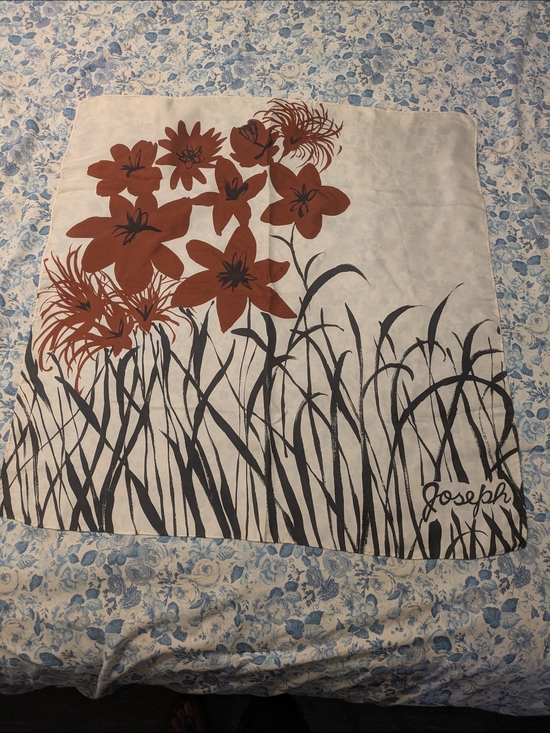 Joseph Accessories - Vintage Joseph Floral Silk Scarf in Brown, Black & Cream
